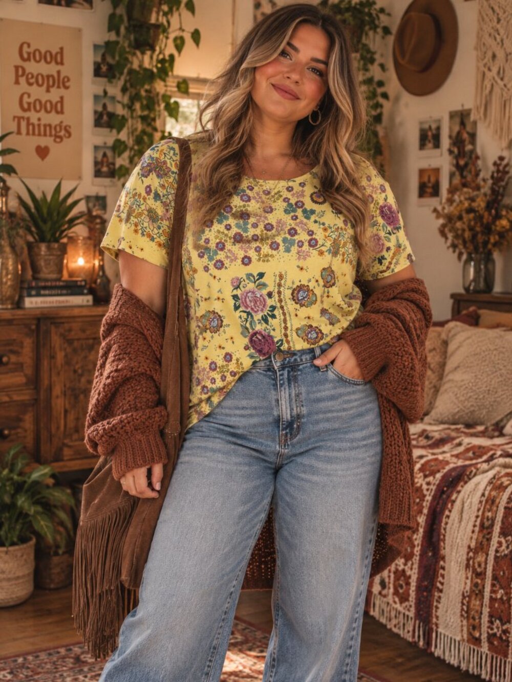 Vintage Cotton Yellow Floral Cottagecore Top